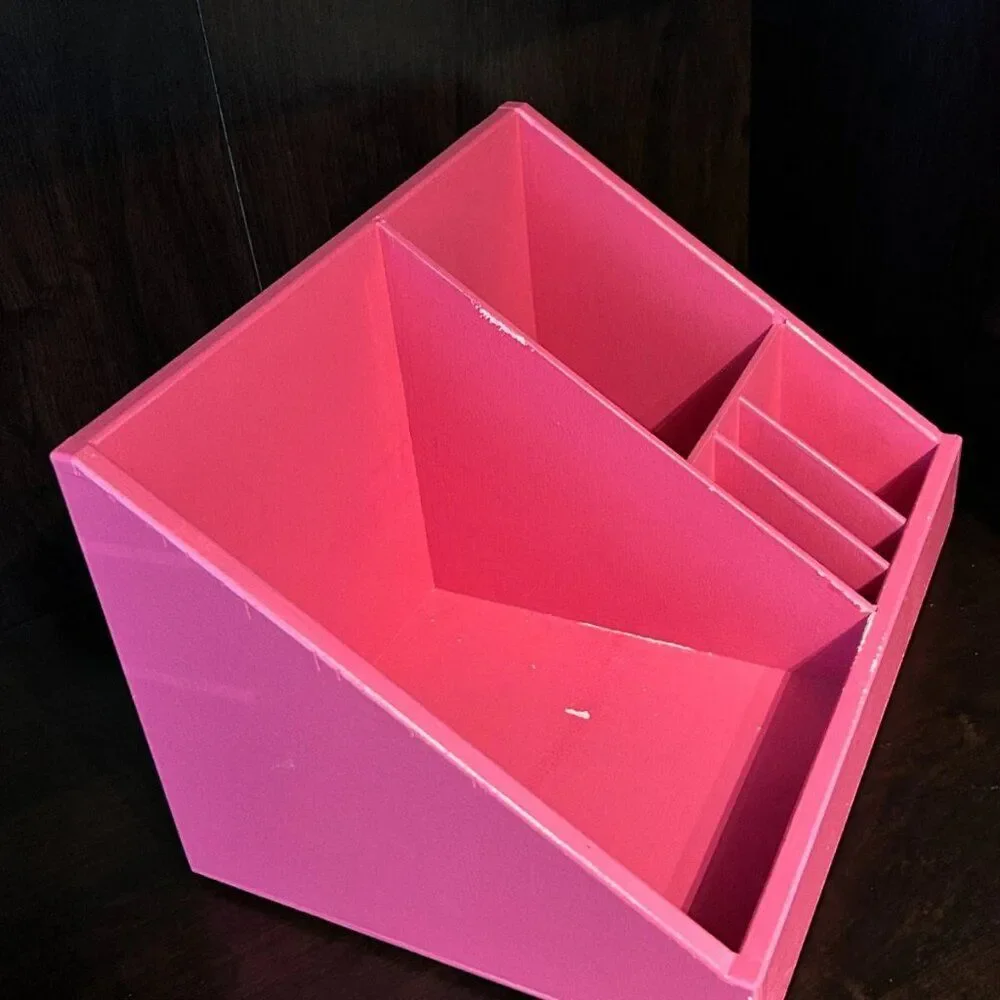 DESK ORGANIZER - Custom Made Solid Wood - HOT PINK